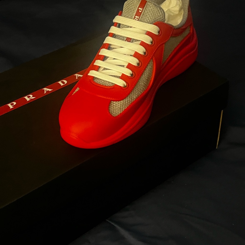 Prada Red Chunky Sole Sneakers